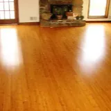 Shiny brown hardwood floor living room