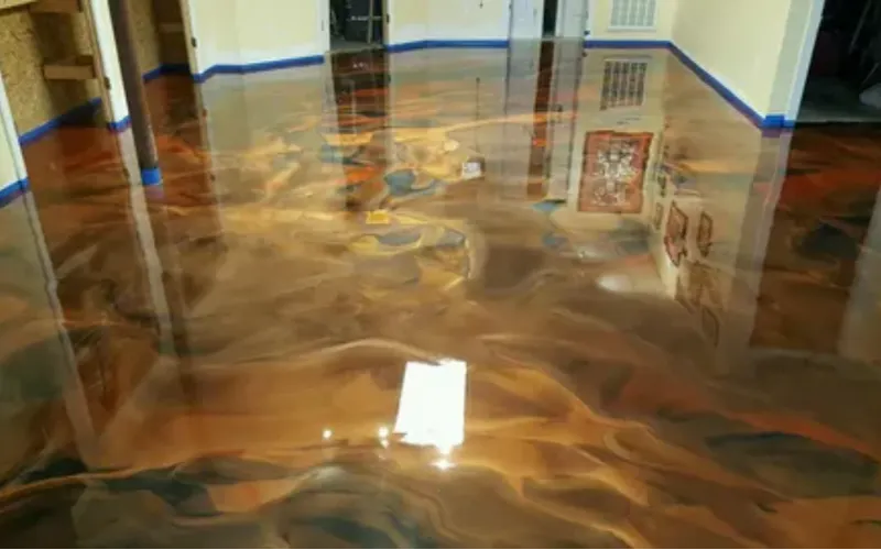 Glossy brown epoxy flooring