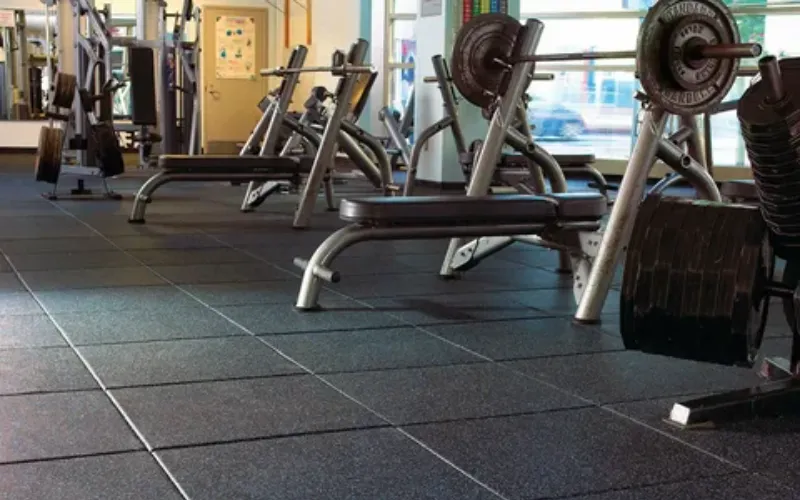 Gym workout area rubber flooring