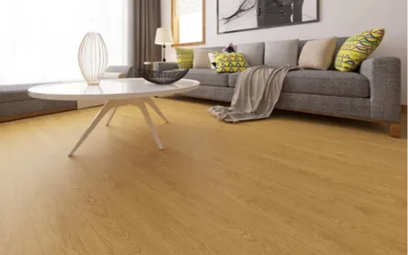 Light oak flooring cozy living space
