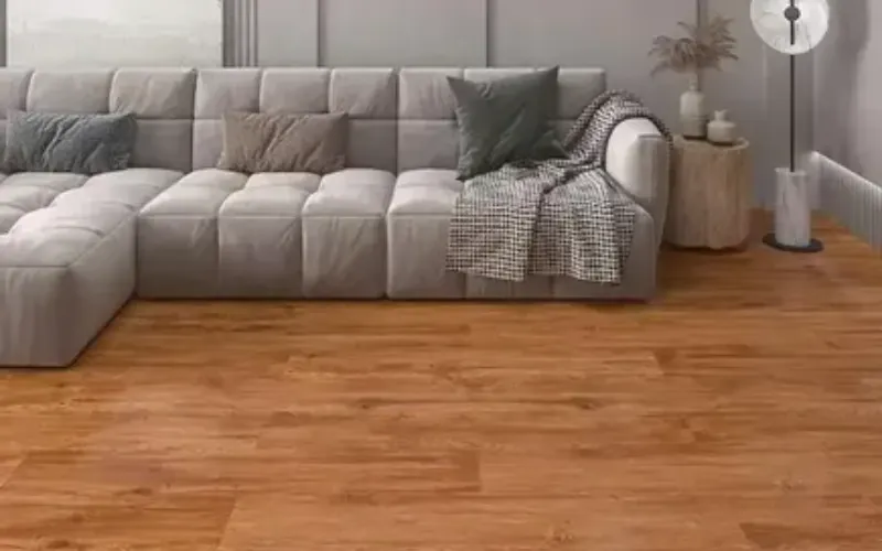 Bedroom interior featuring dark PVC flooring